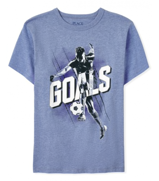 Childrens Place Blue Renew Goals Soccer Graphic Tee